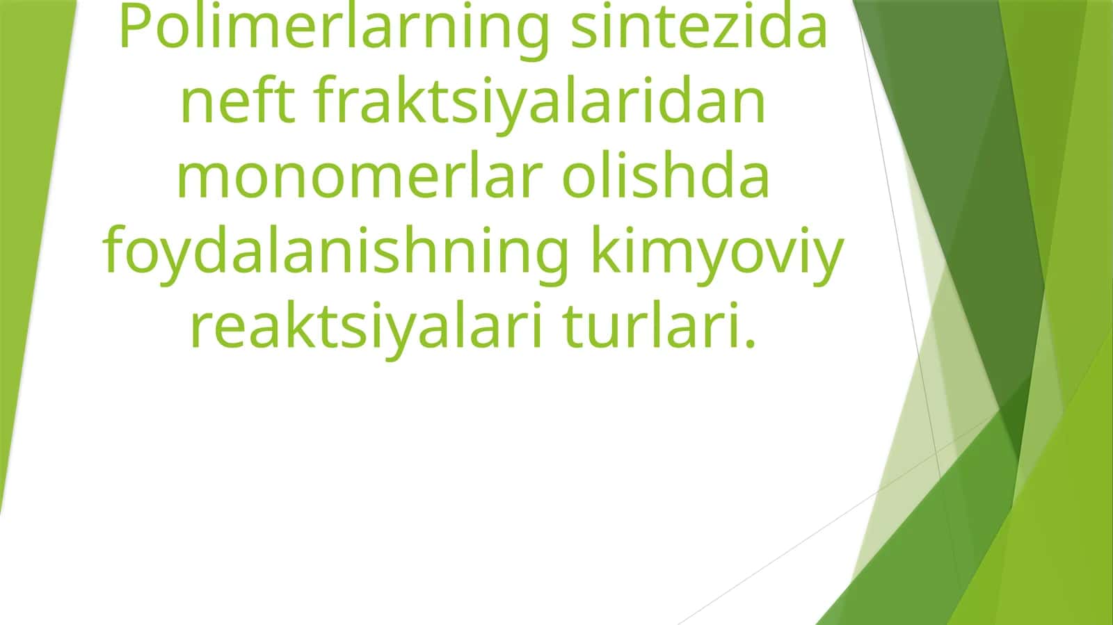 Polimerlarning sintezida neft fraktsiyalaridan monomerlar olish kimyoviy reaksiyalari 1