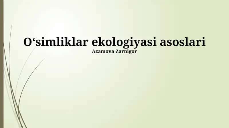 O‘simliklar ekologiyasi asoslari 1