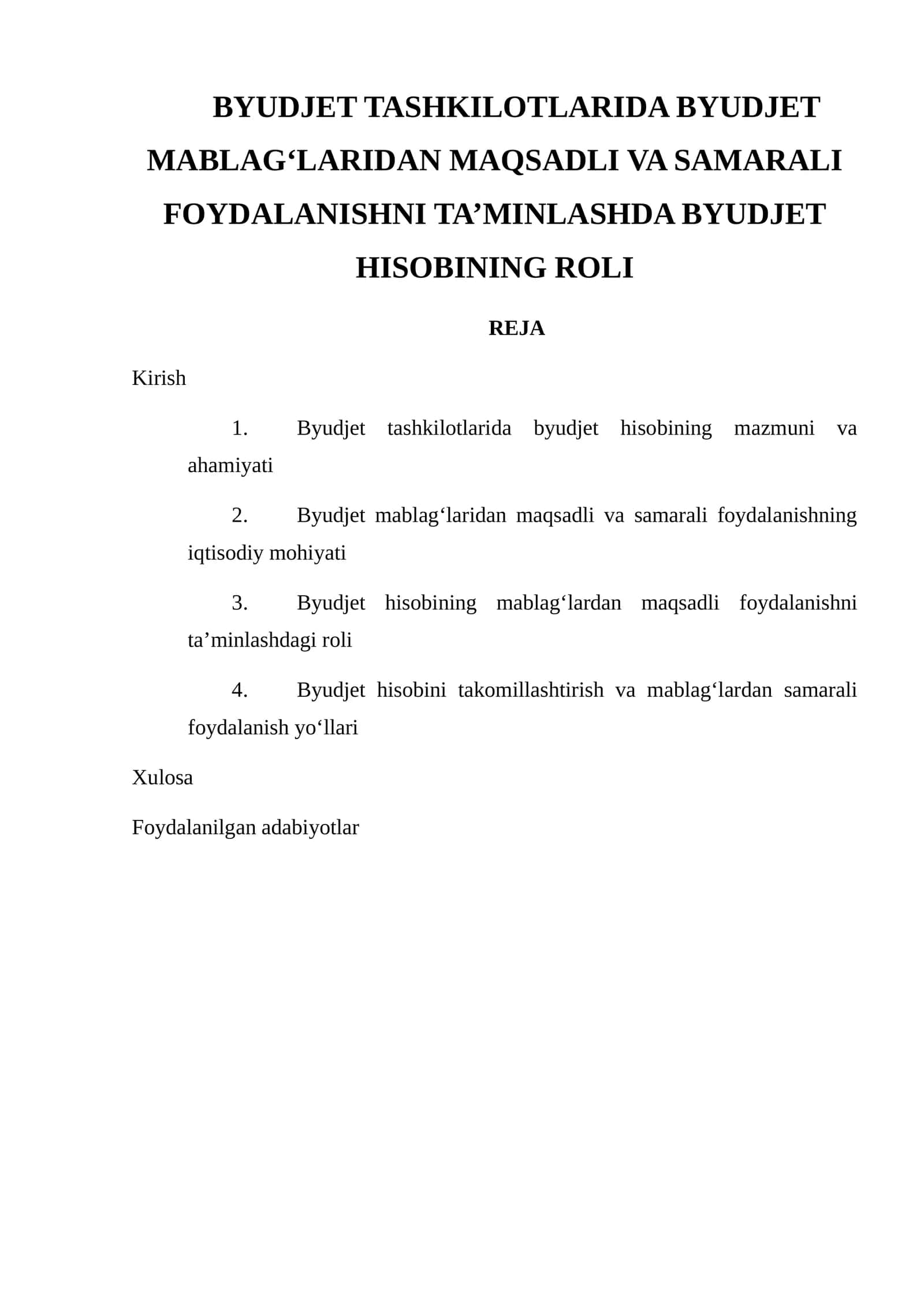Byudjet Tashkilotlarida Byudjet Mablag‘laridan Maqsadli va Samarali Foydalanishni Ta’minlashda Byudjet Hisobining Roli 1