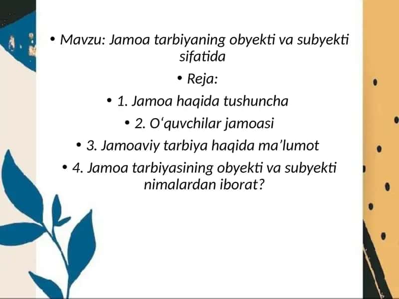 Jamoatarbiyani oʻrganish 1