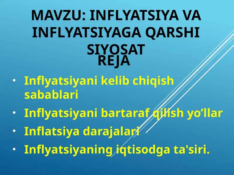 INFLYATSIYA VA INFLYATSIYAGA QARSHI SIYOSAT 1
