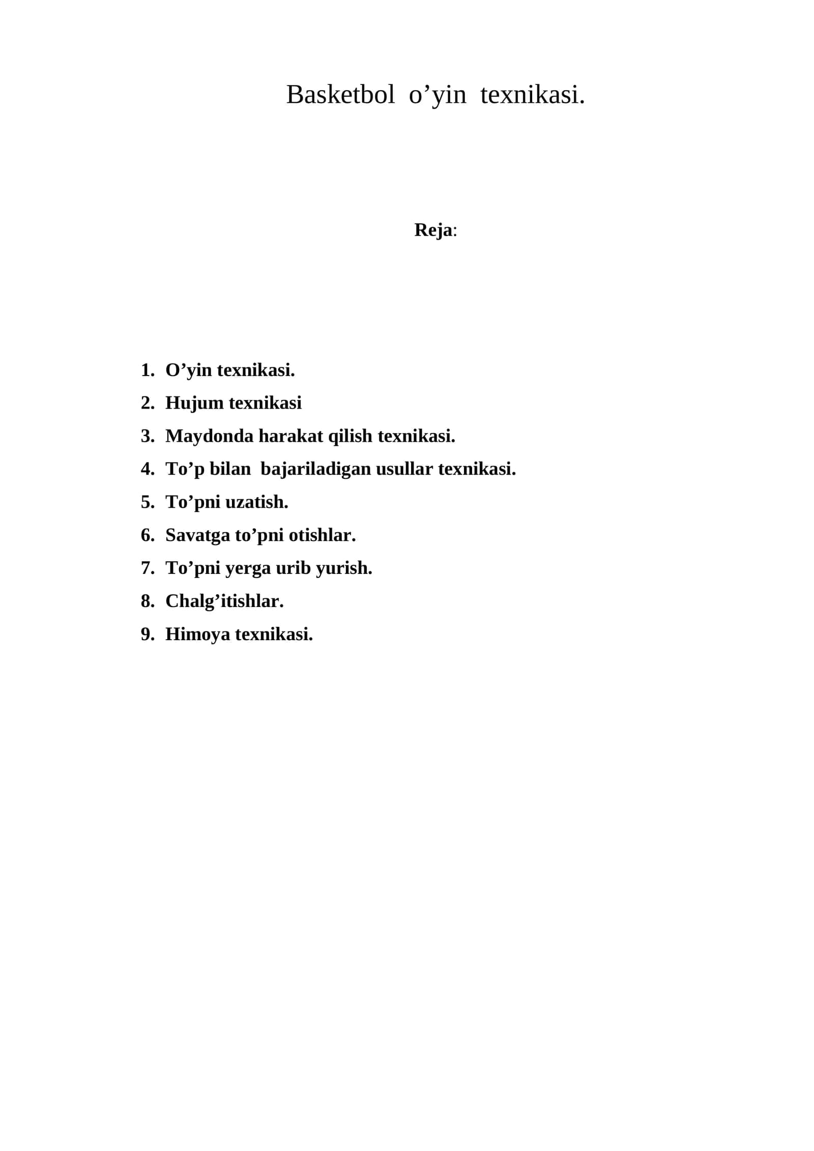 O’yin texnikasi 1