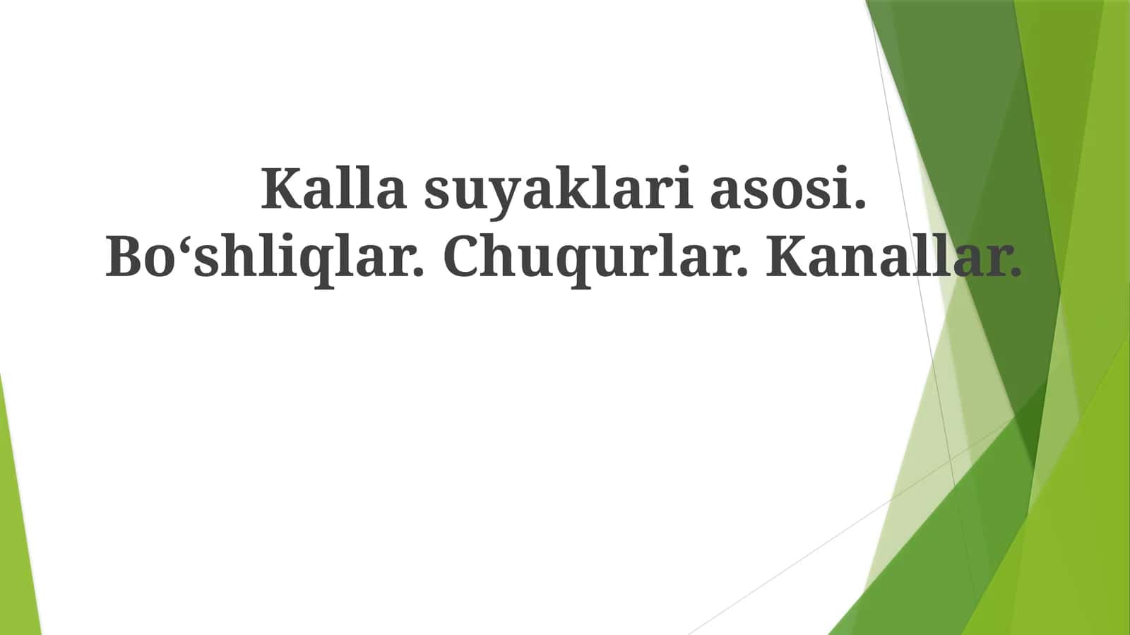 Kallasuyaklariasosi.Boʻshliqlar.Chuqurlar.Kanallar 1