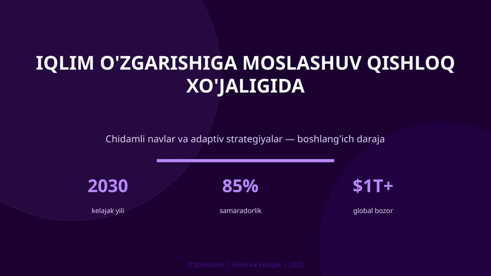 Iqlim o'zgarishiga moslashuv qishloq xo'jaligida 1