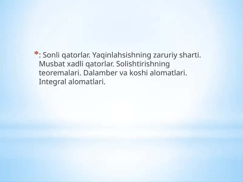 Asоsiy tushunchаlаr. Sоnli qаtоrlаr 1