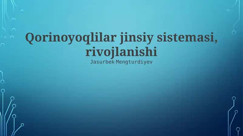 Qorinoyoqlilar jinsiy sistemasi, rivojlanishi 1
