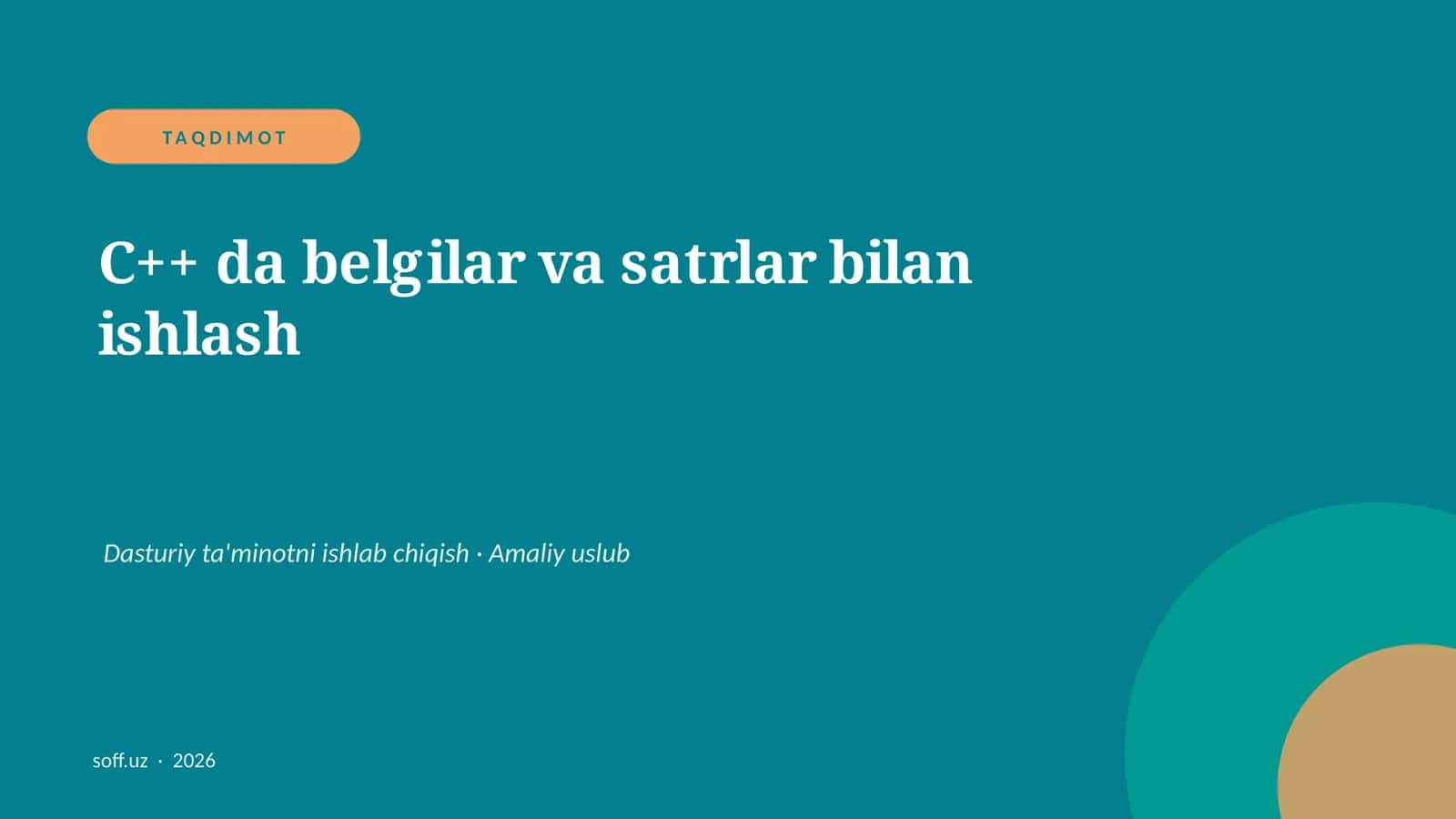C++ da belgilar va satrlar bilan ishlash 1