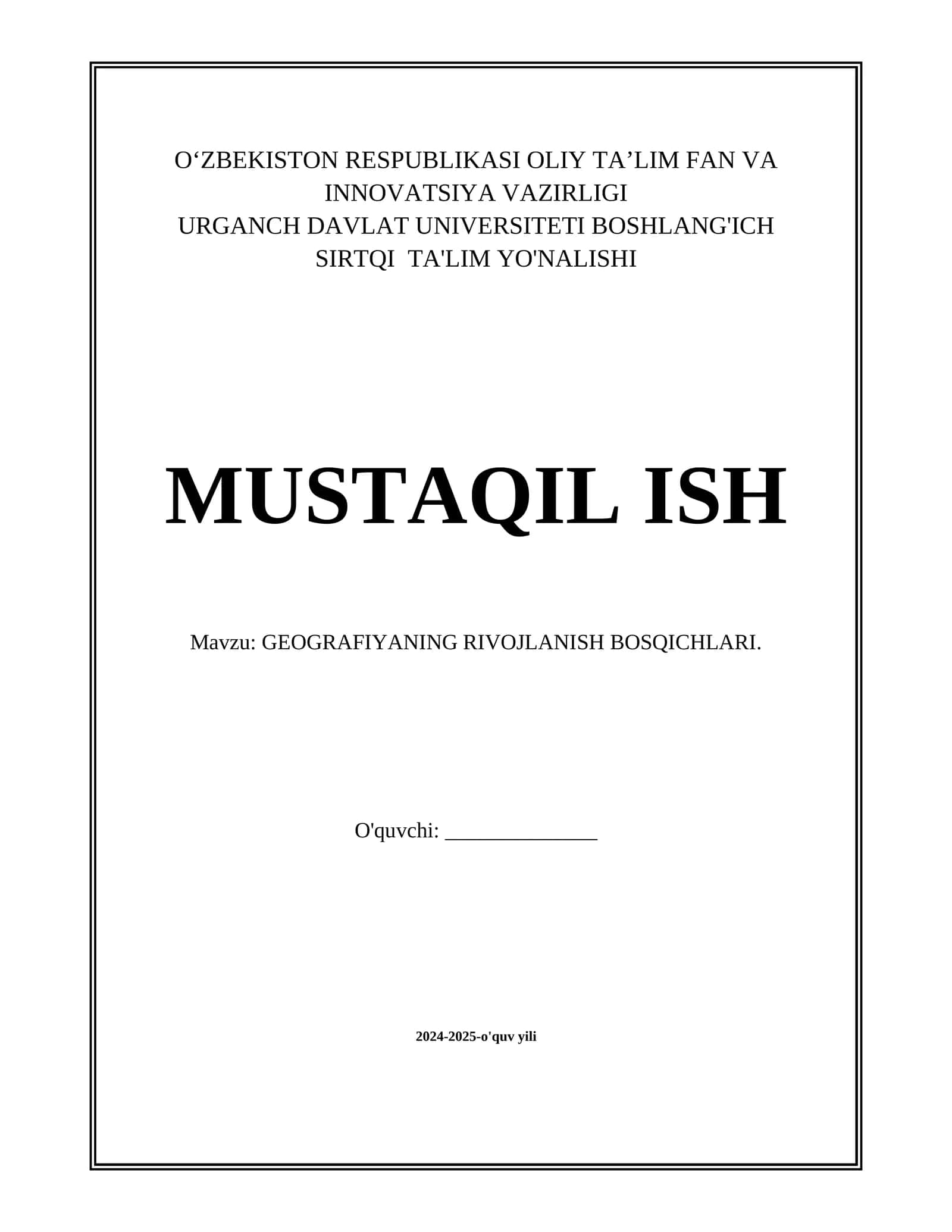 GEOGRAFIYANING RIVOJLANISH BOSQICHLARI. 1