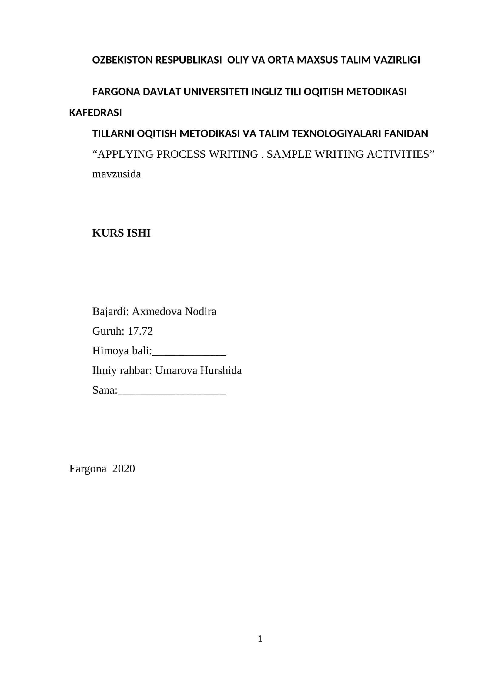 APPLYING PROCESS WRITING. SAMPLE WRITING ACTIVITIES 1