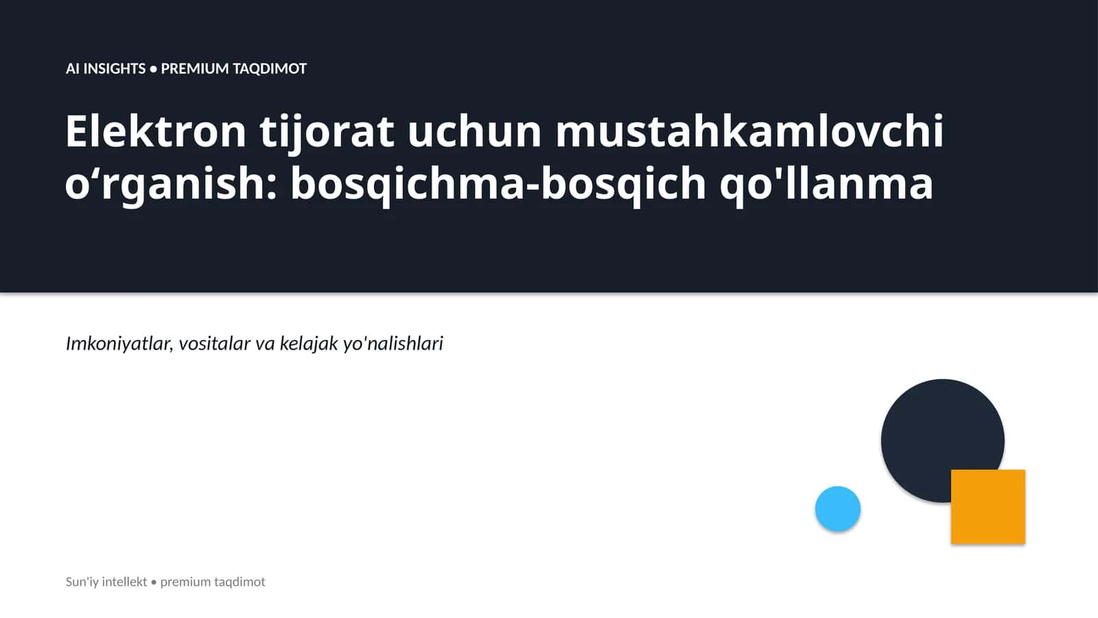 Elektron tijorat uchun mustahkamlovchi oʻrganish: bosqichma-bosqich qo'llanma 1