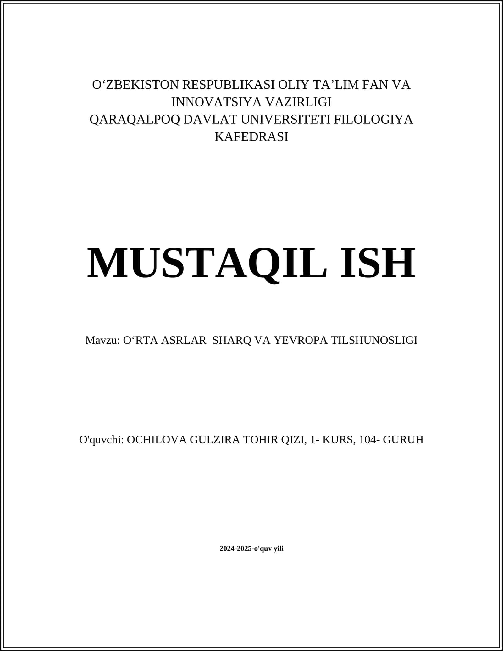 OʻRTA ASRLAR SHARQ VA YEVROPA TILSHUNOSLIGI 1
