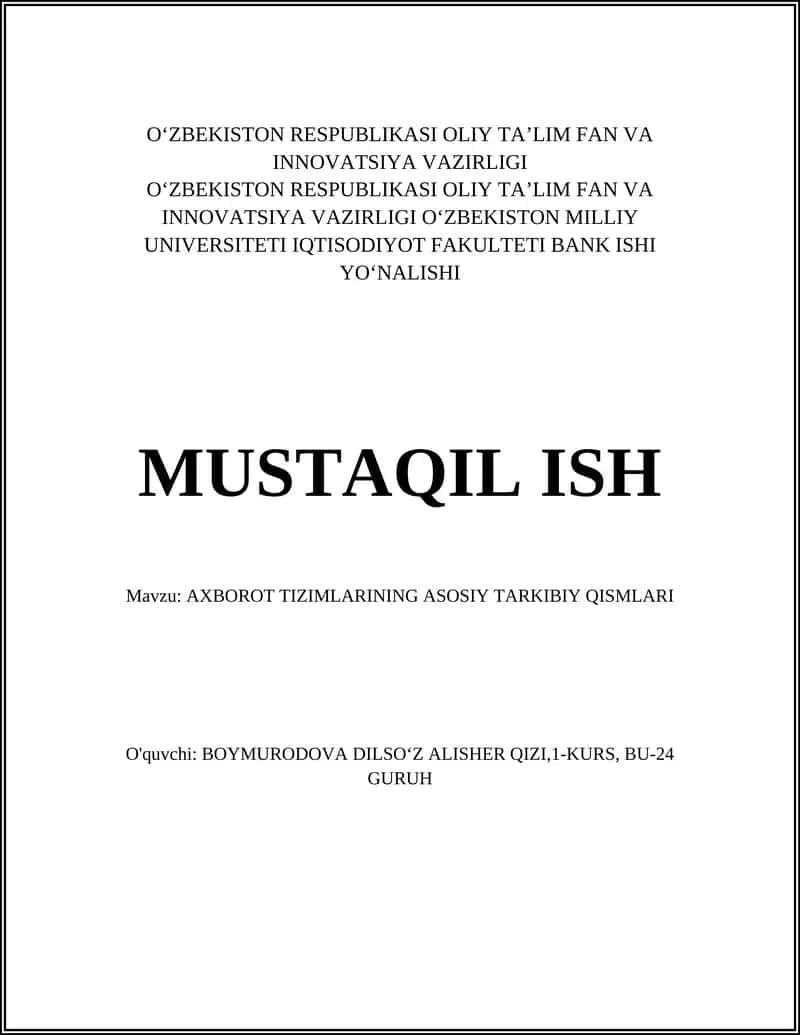 Kompyuter tizimlari 1