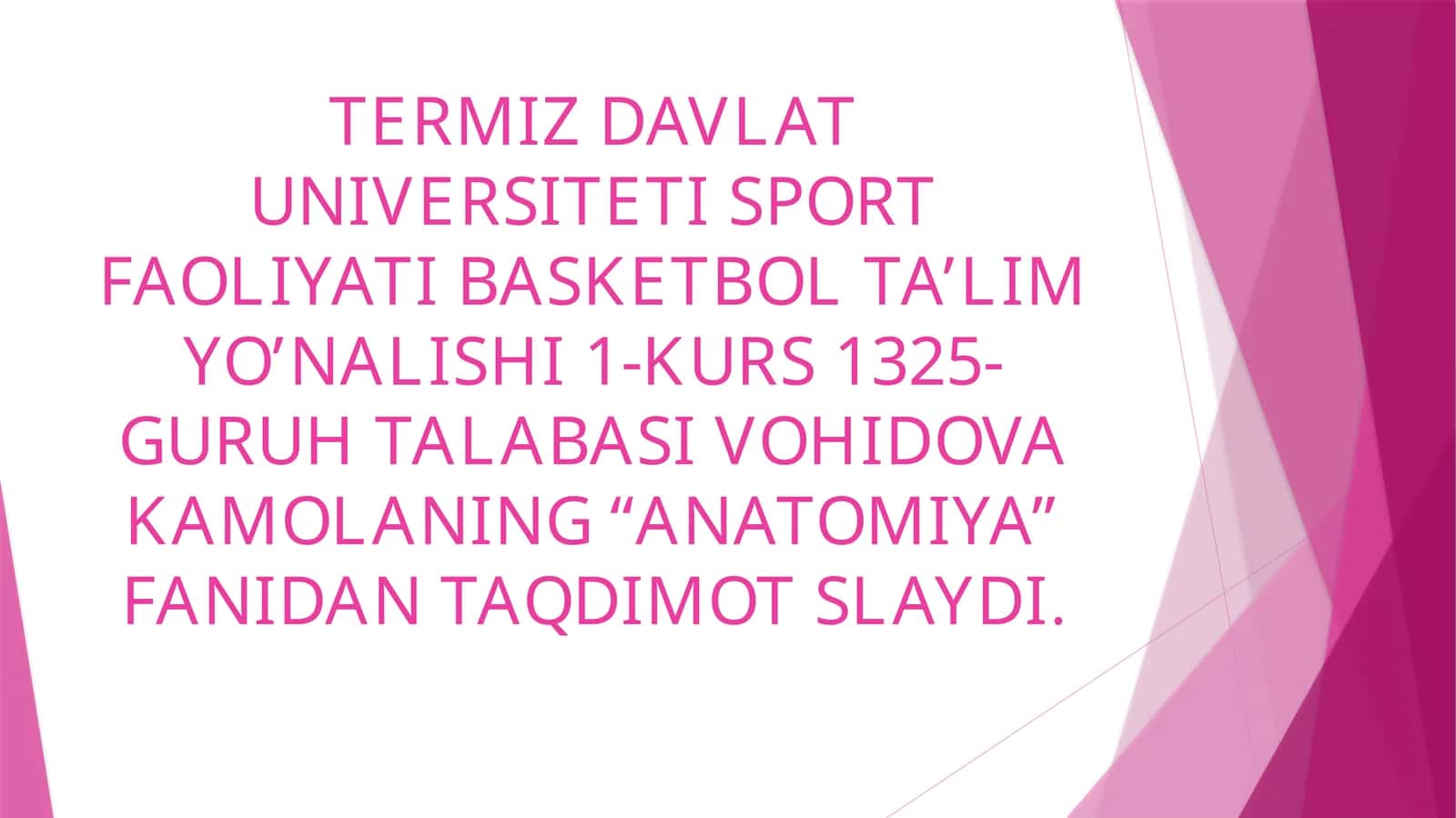 "ANATOMIYA" fanidan taqdimot slaydi 1