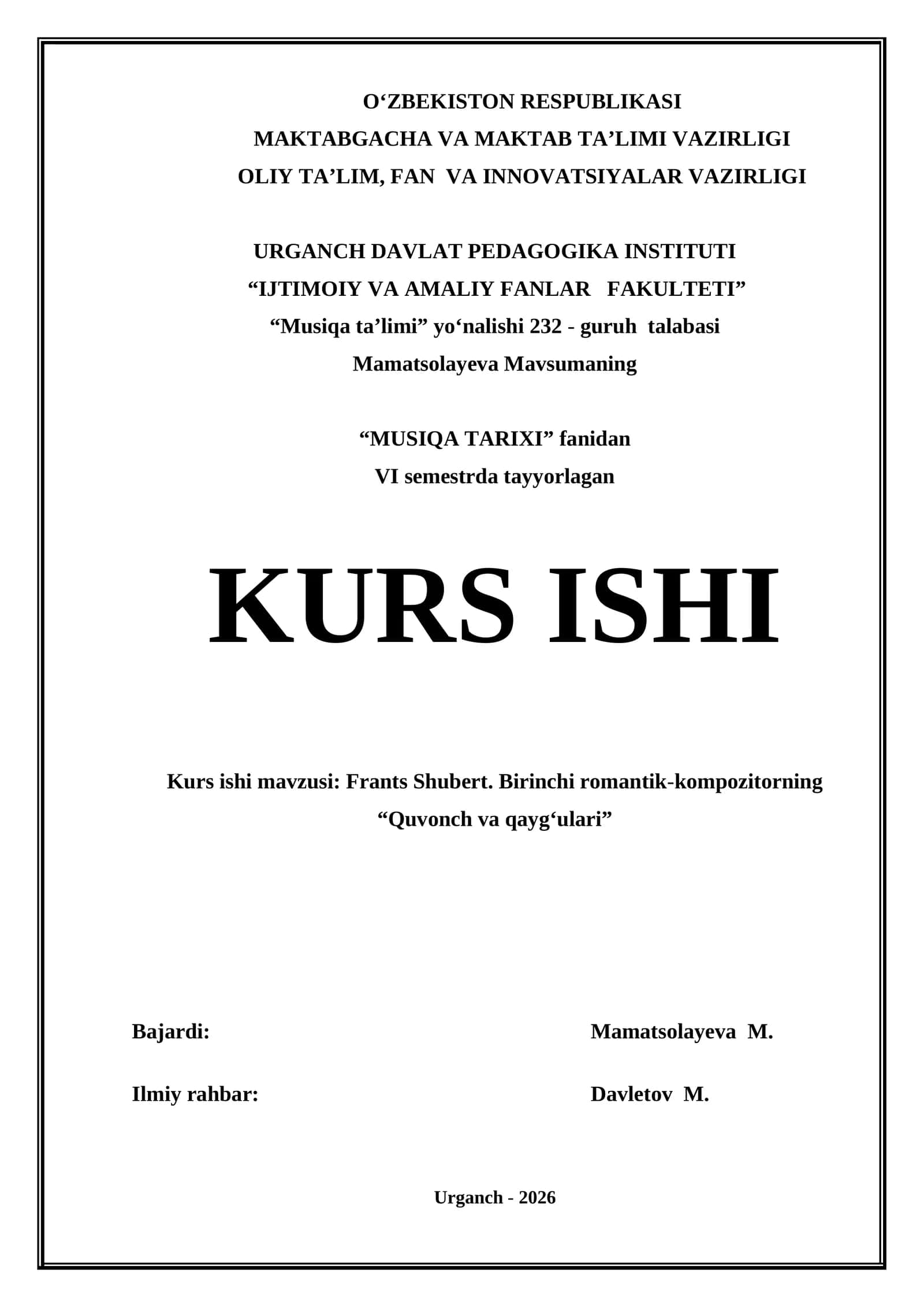 Frants Shubert. Birinchi romantik-kompozitorning “Quvonch va qayg‘ulari” 1