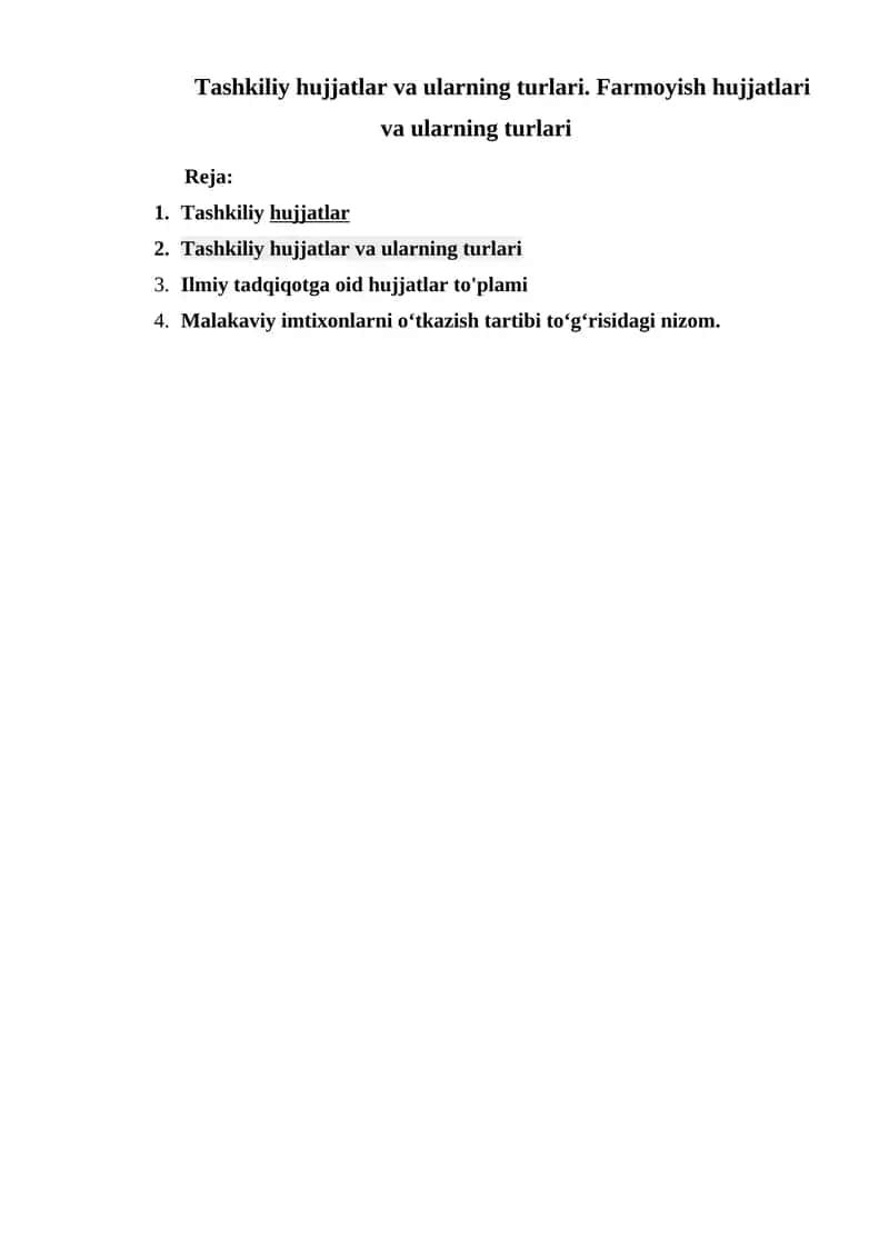 Tashkiliy hujjatlar va ularning turlari 1