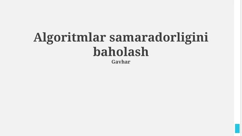 Algoritmlar samaradorligini baholash 1