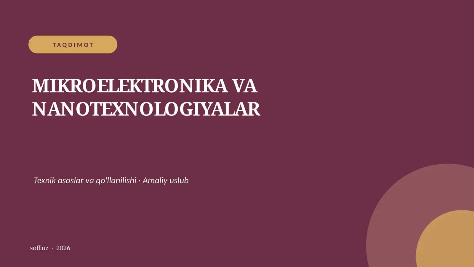 MIKROELEKTRONIKA VA NANOTEXNOLOGIYALAR 1
