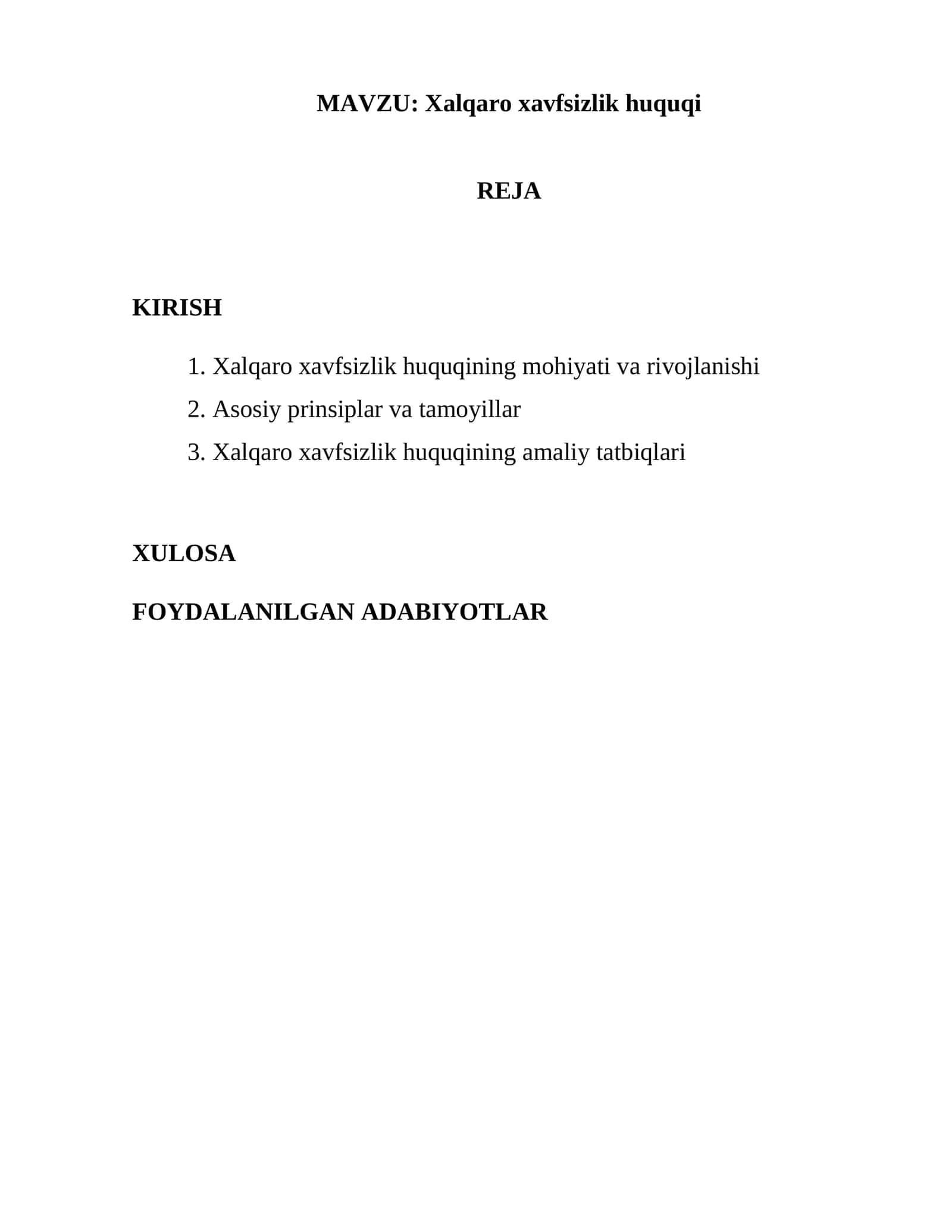 Xalqaro xavfsizlik huquqi 1