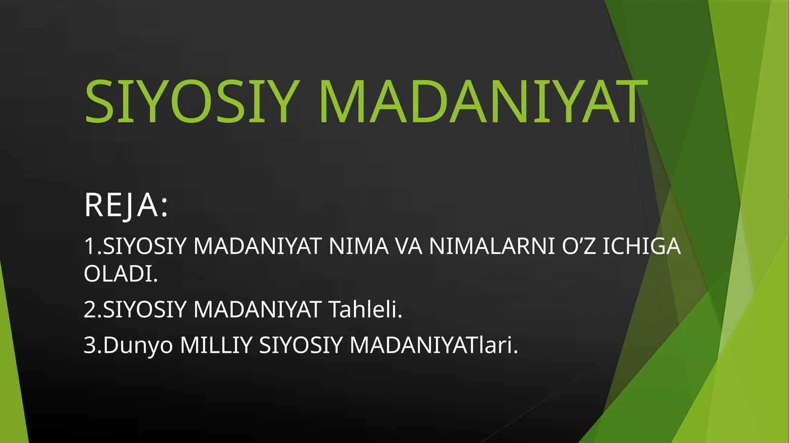 SIYOSIY MADANIYAT 1