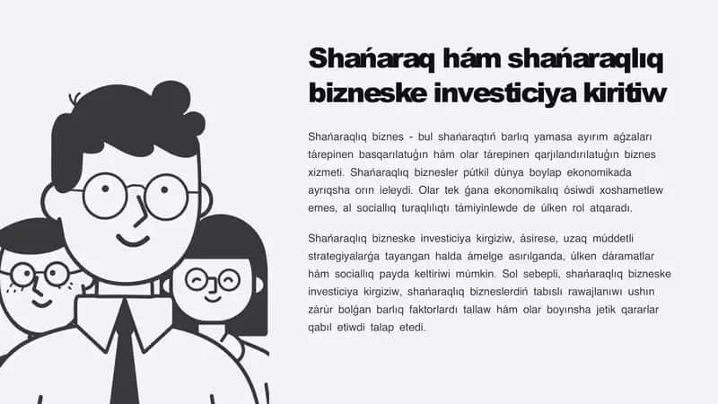 Shańaraq hám shańaraqliq bizneske investiciya kiritiw 1
