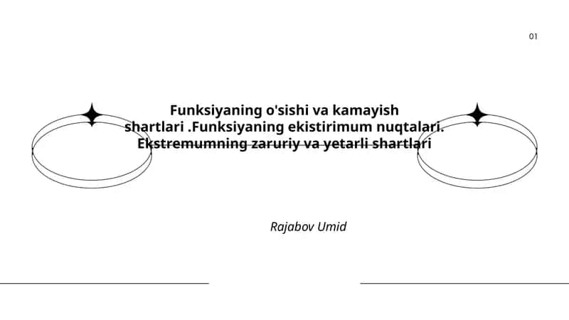 Funksiyaning o'sishi va kamayish shartlari 1