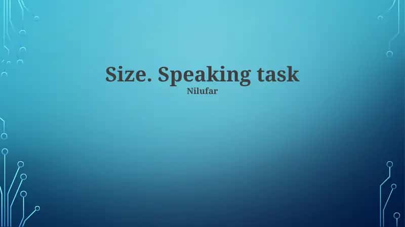 Size. Speaking task 1