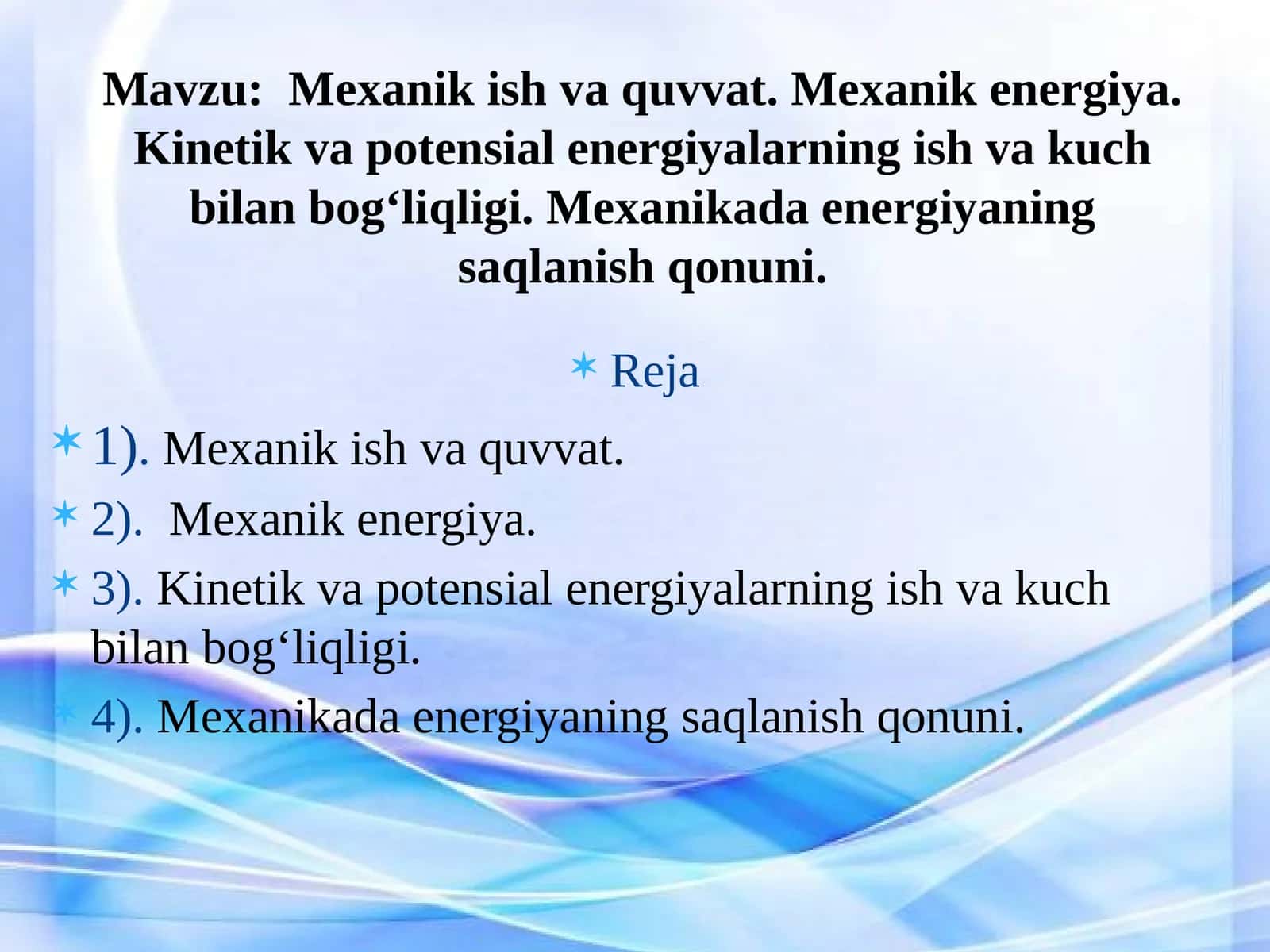 Mexanik ish va kinetik energiya 1