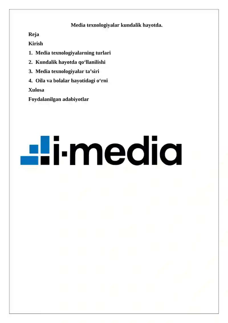 Media texnologiyalar kundalik hayotda