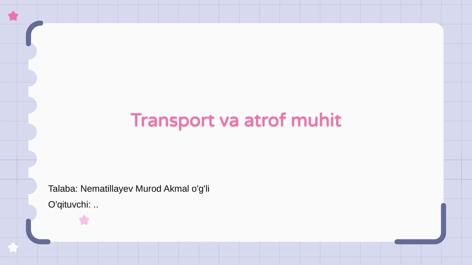 Transport va muhit o'rtasidagi munosabatlar 1