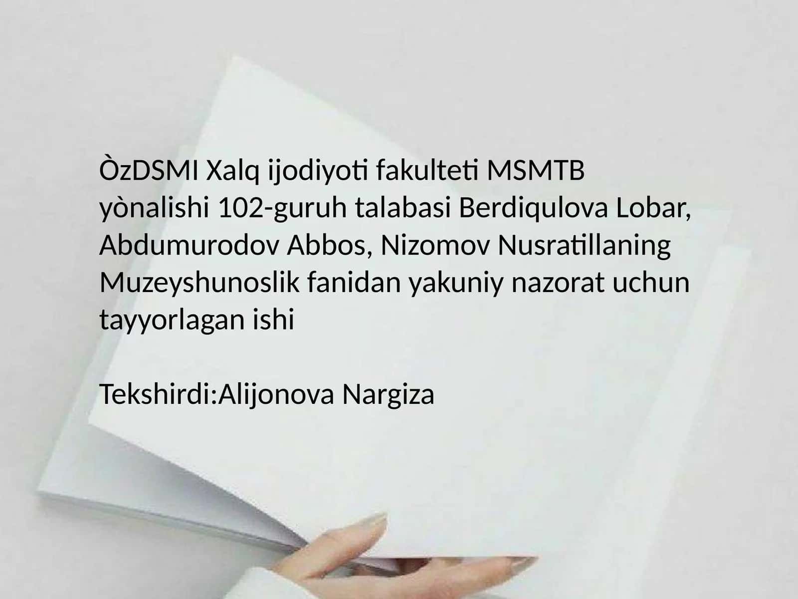 "Haykaltaroshlik san'atlari malikasi" nomlik ko'rgazma tashkil etish 1