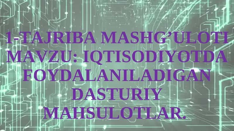IQTISODIYOTDA FOYDALANILADIGAN DASTURIY MAHSULOTLAR 1