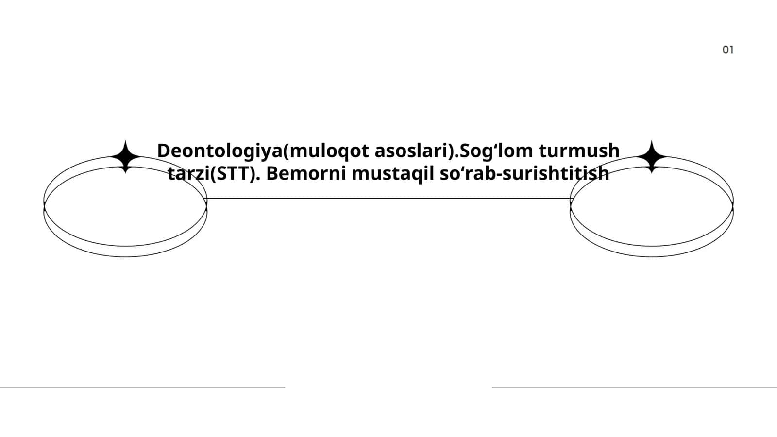 Deontologiya(muloqot asoslari).Sogʻlom turmush tarzi(STT). Bemorni mustaqil soʻrab-surishtitish 1