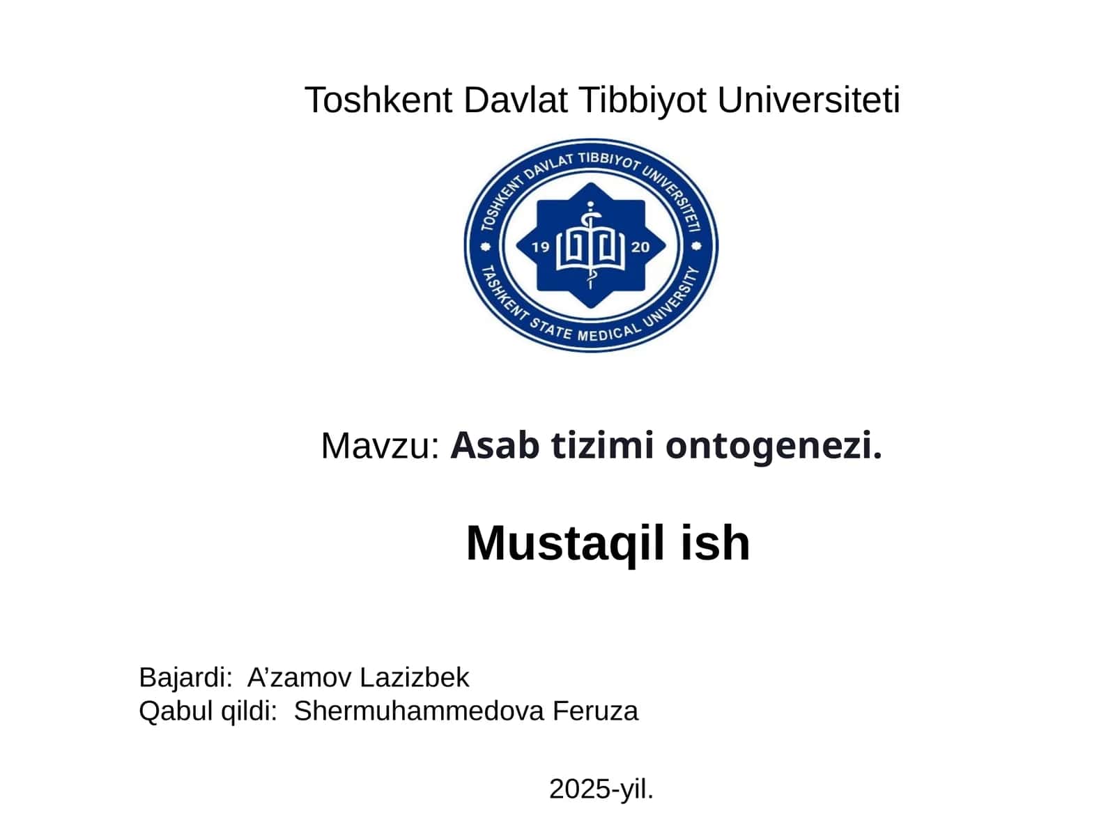 Asab tiziminin embrional rivojlanishi 1