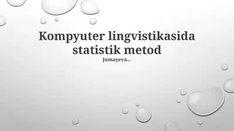 Kompyuter lingvistikasida statistik metod