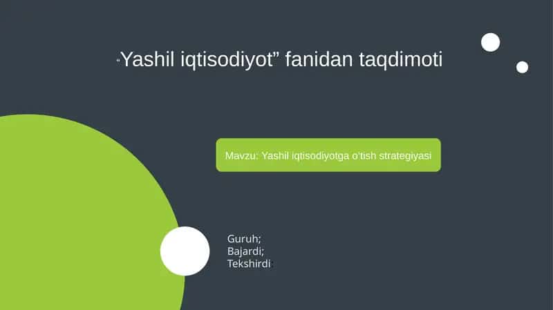 Yashil iqtisodiyotga o‘tish strategiyasi 1
