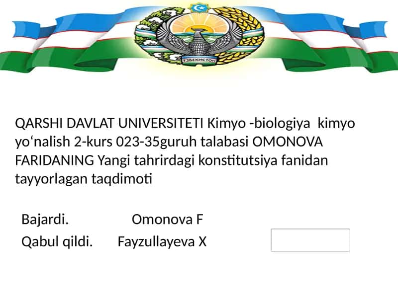 Yangi tahrirdagi Konstitutsiya fanidan ta'lim 1