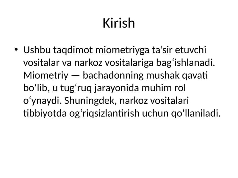 Miometriy va narkoz vositalari 1