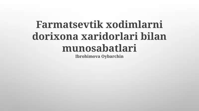 Muloqot va xizmat ko'rsatish sifati 1