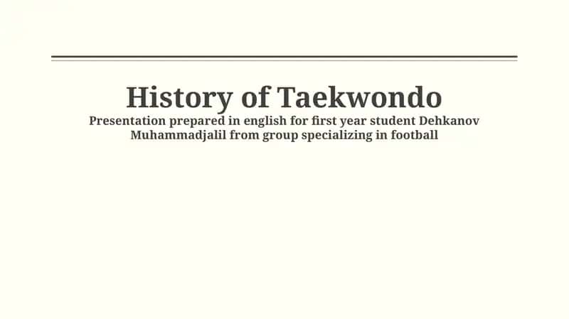 History of Taekwondo 1