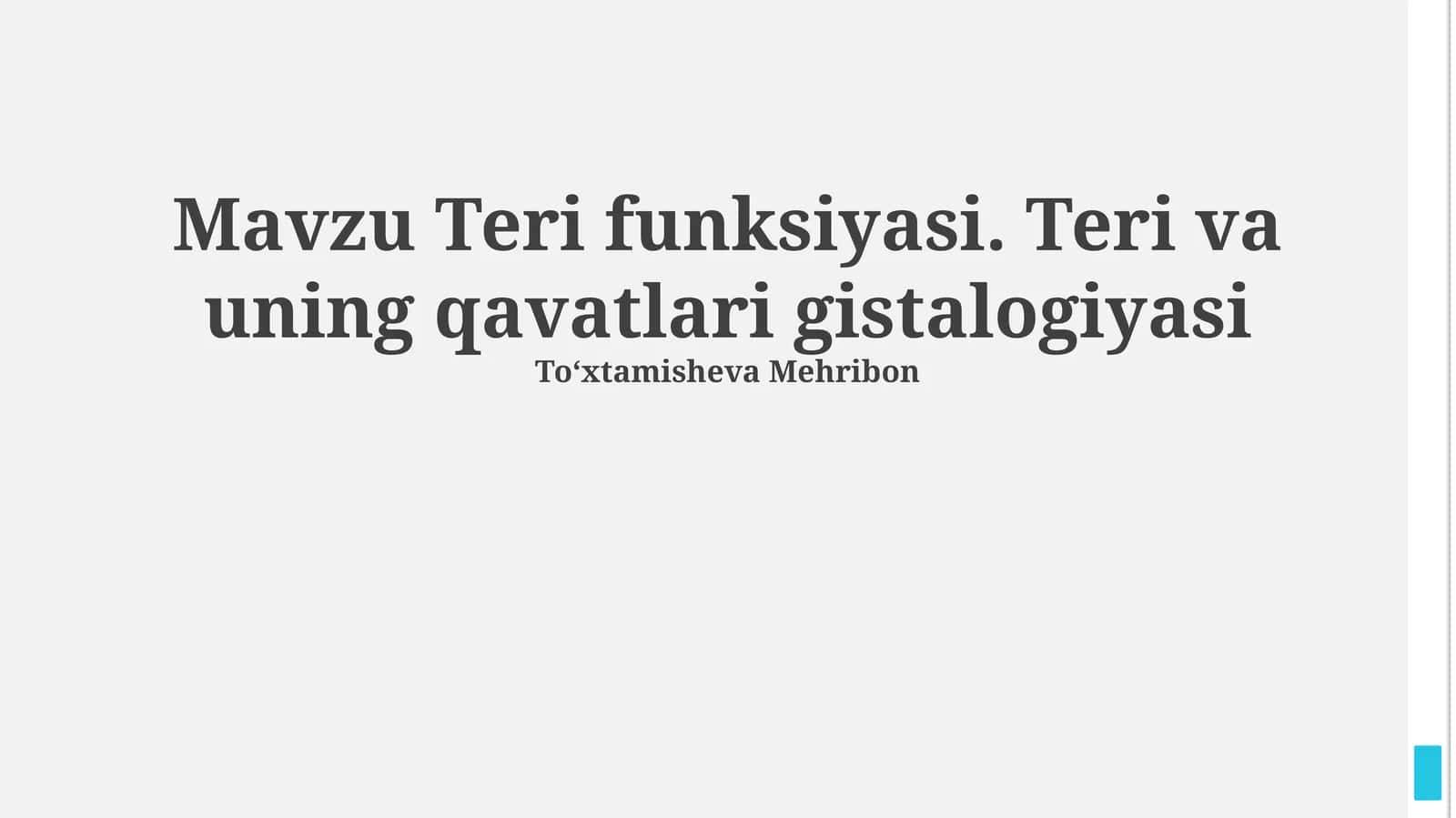 Teri funksiyasi va gistologiyasi 1