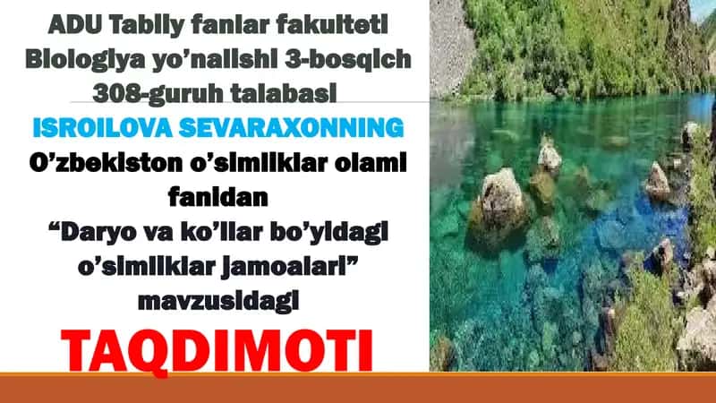 Daryovako’llar bo’yidagi o’simliklar jamoalarining ekologik vazifalari 1