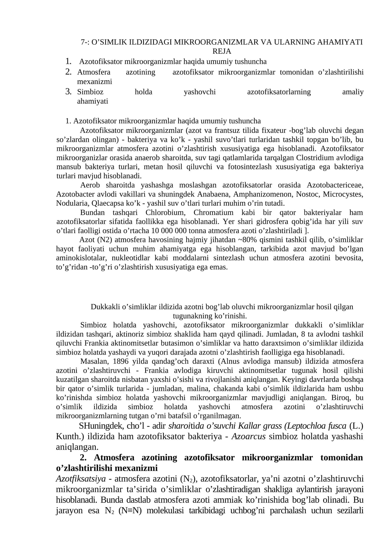 O’SIMLIK ILDIZIDAGI MIKROORGANIZMLAR VA ULARNING AHAMIYATI 1