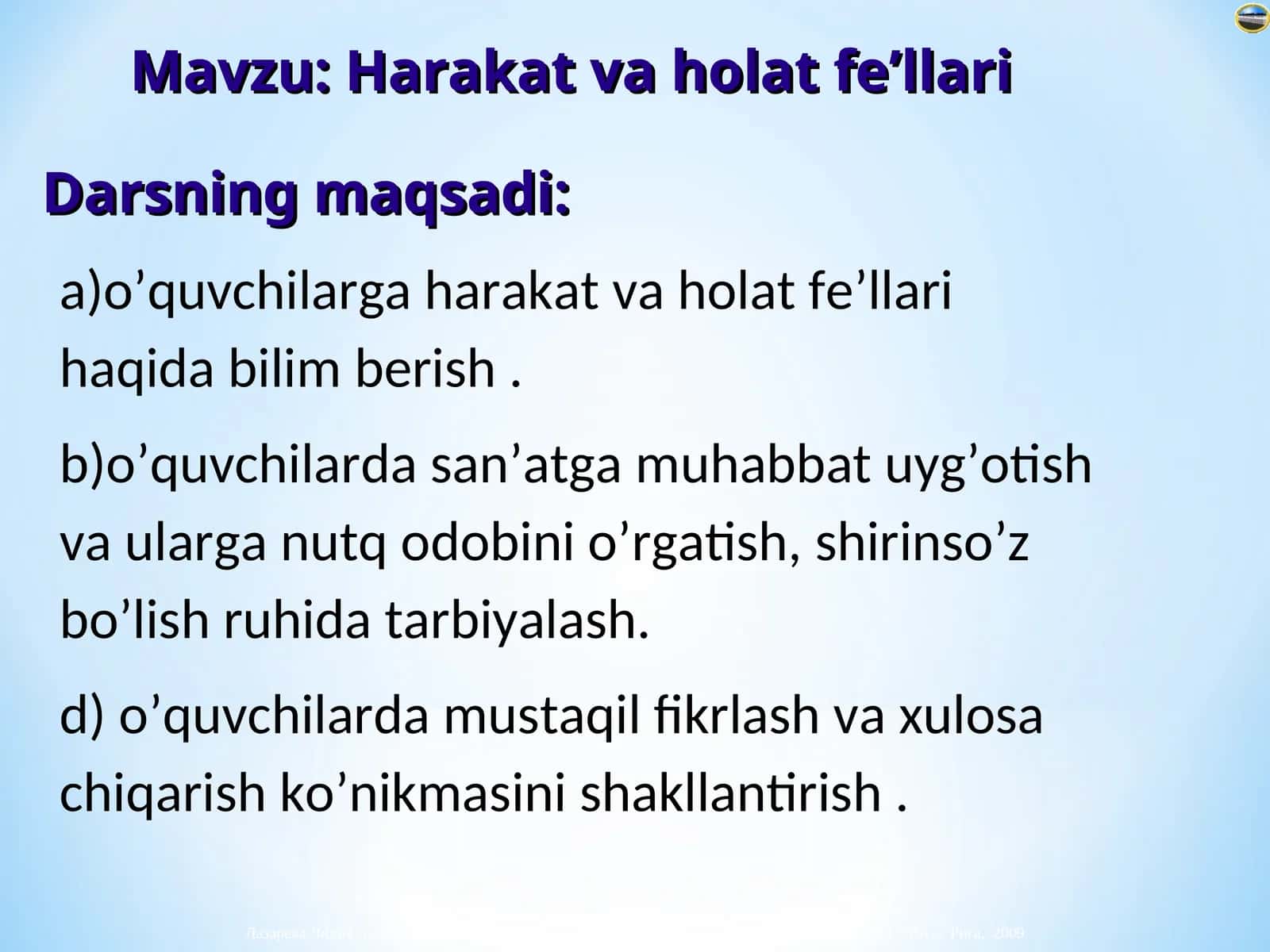 Harakat va holat fe’llari 1