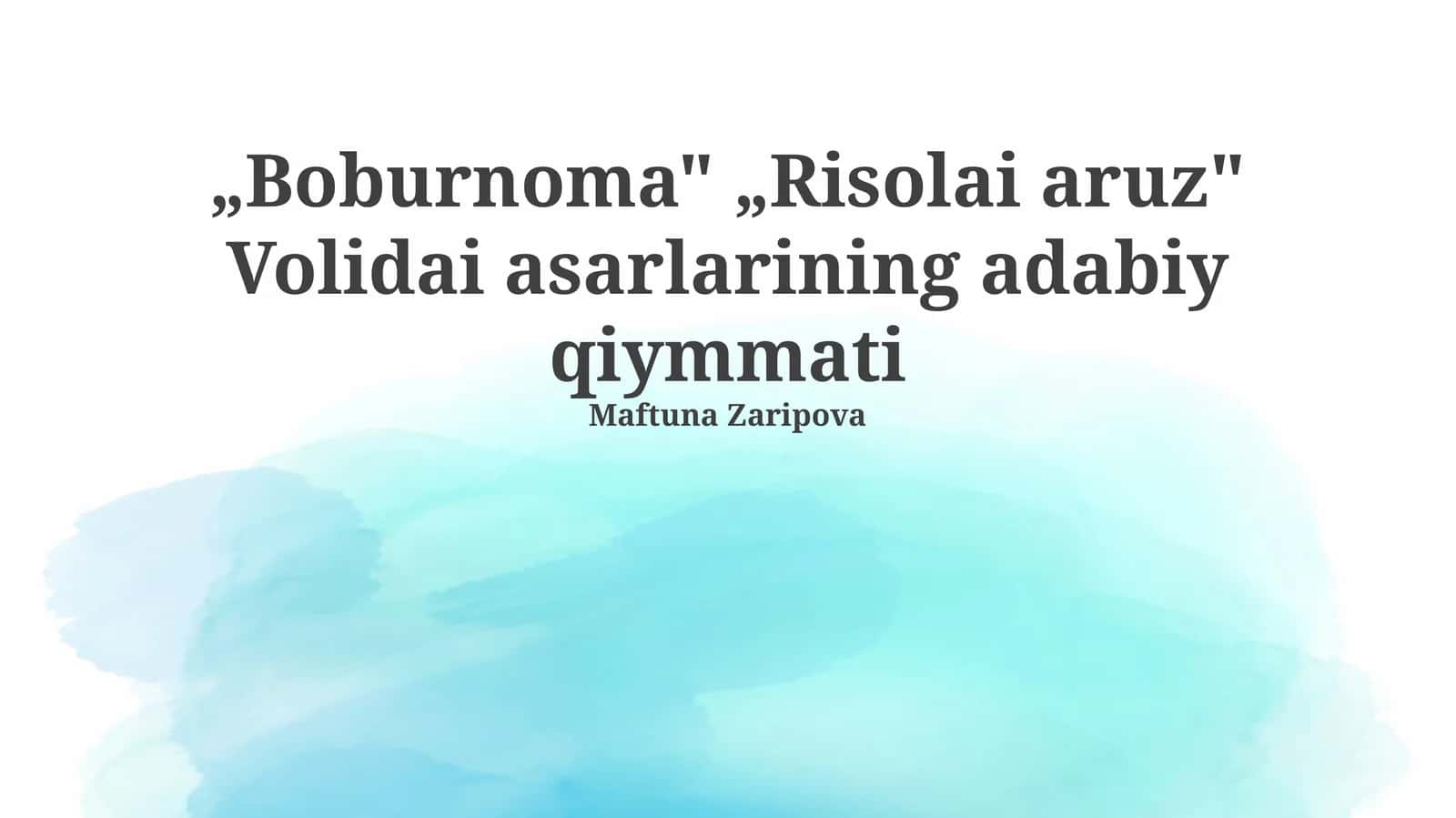 Boburnoma va Risolai Aruz 1