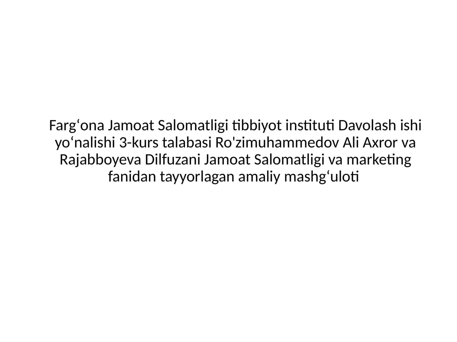 Aholi salomatligini yaxshilashda marketing xizmati o‘rni 1