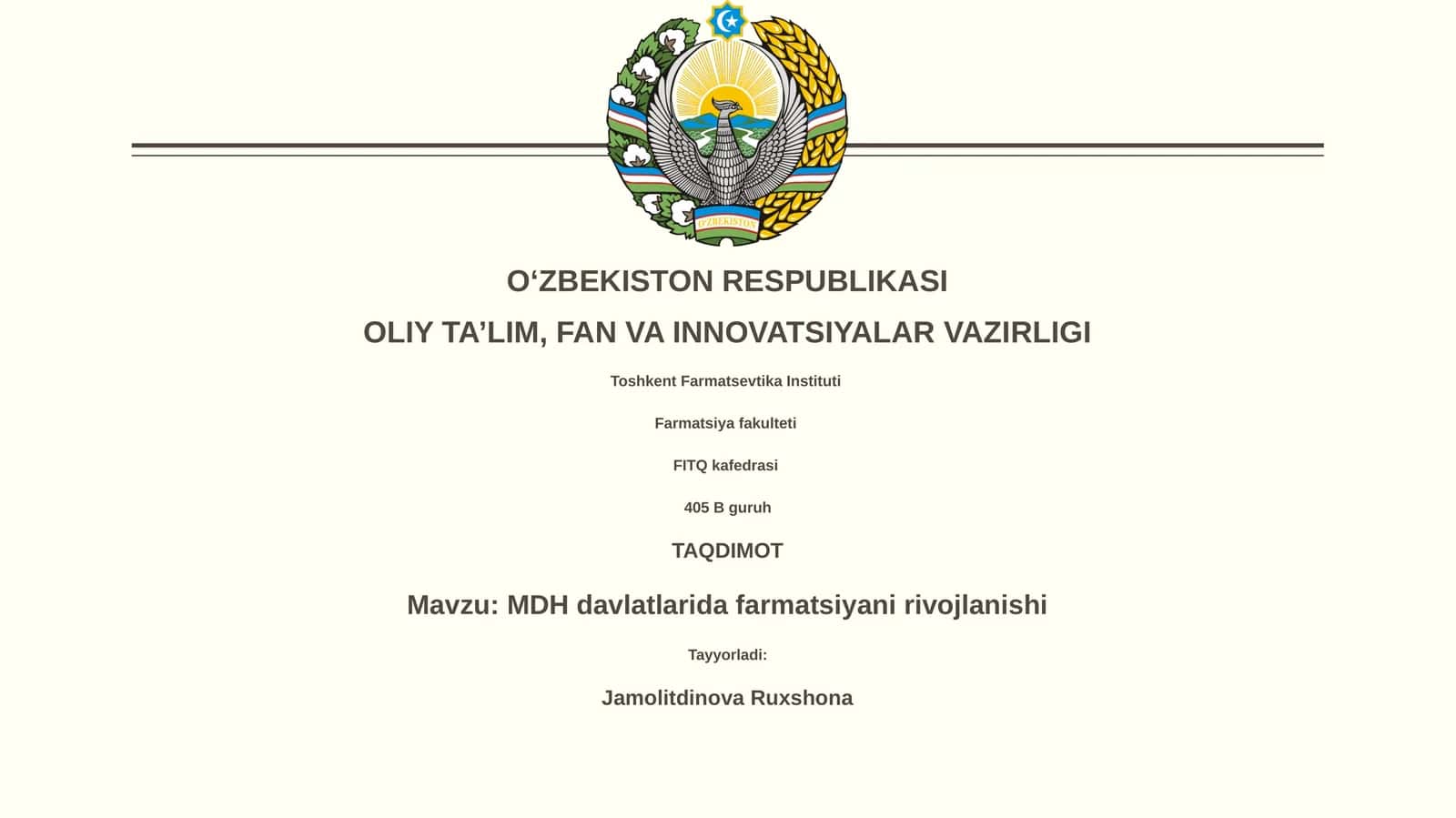 MDH davlatlarida farmatsiyani rivojlanishi 1