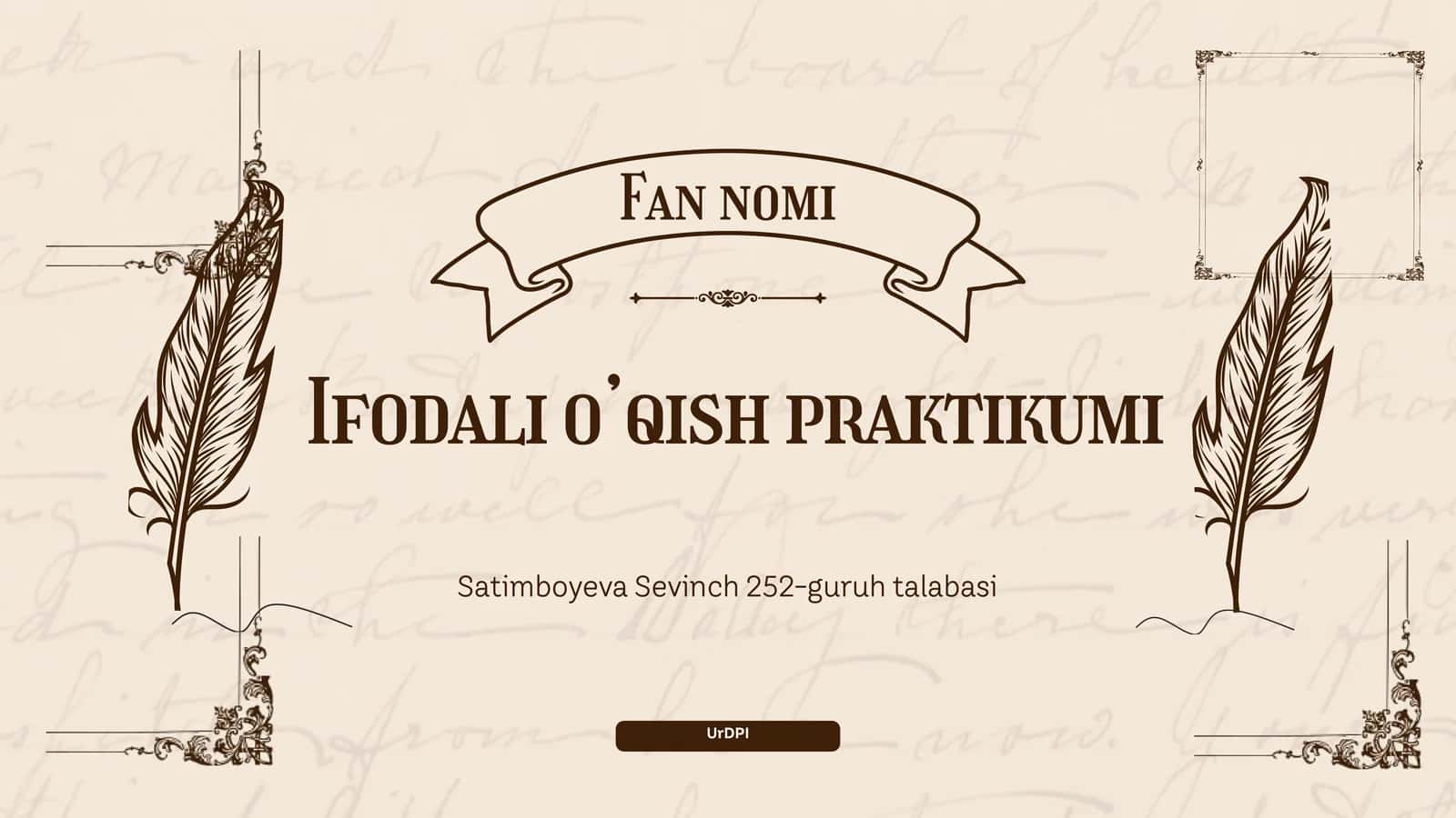 Ifodali o’qish praktikumi 1