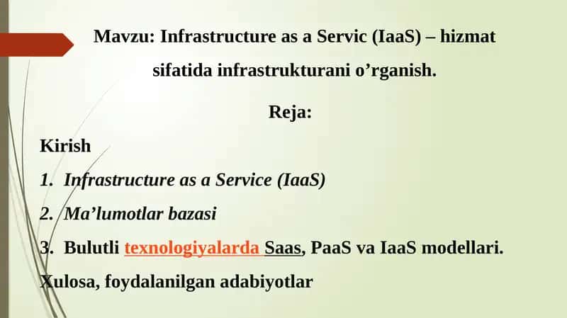 Infrastructure as a Service (IaaS) 1