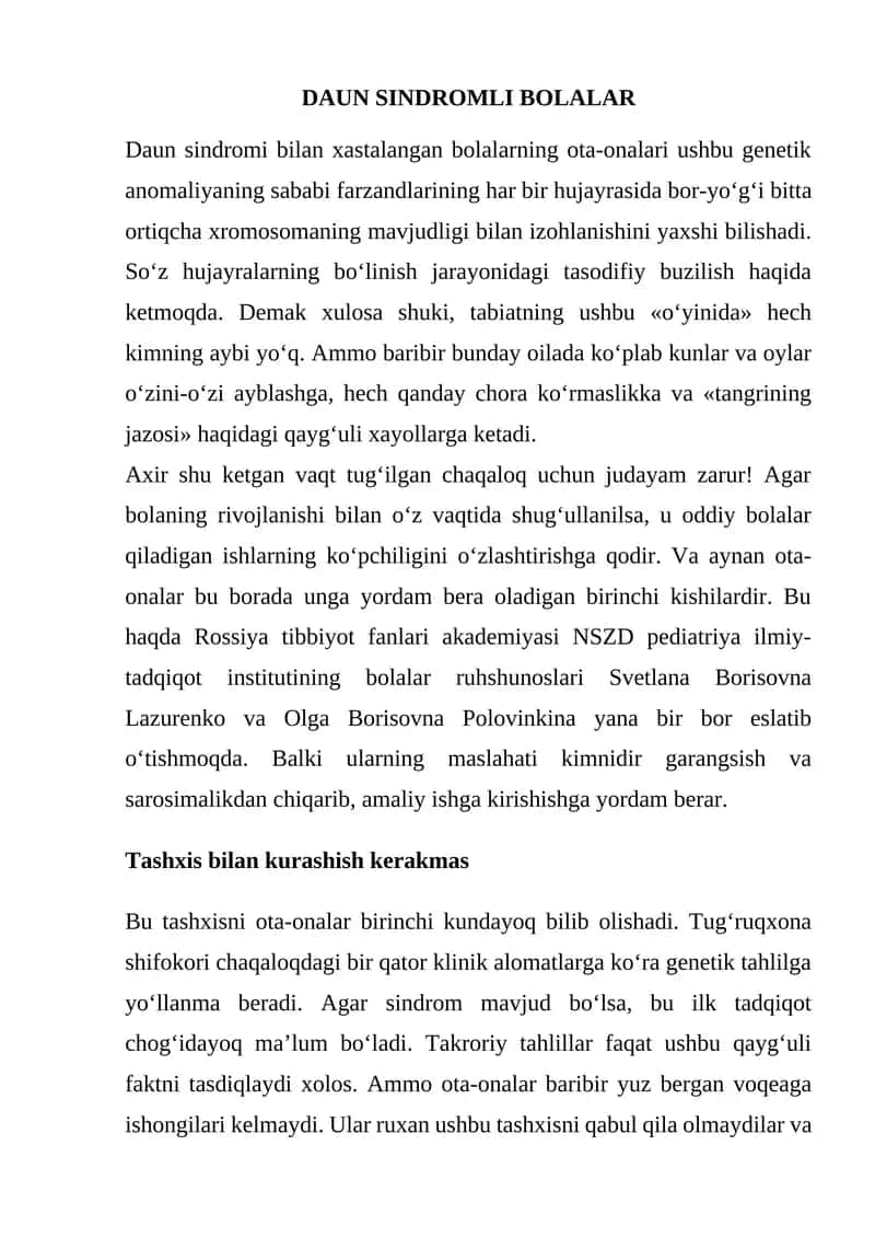 Daun Sindromli Bolalar 1