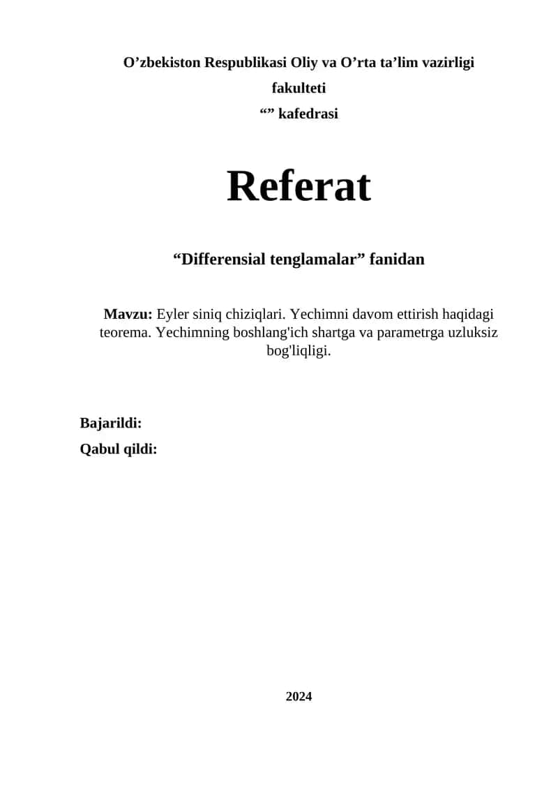 Differensial Tenglamalar 1